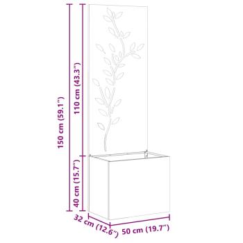 Blumentopf mit dekorativem Paneel Rostig 50 x 140 cm