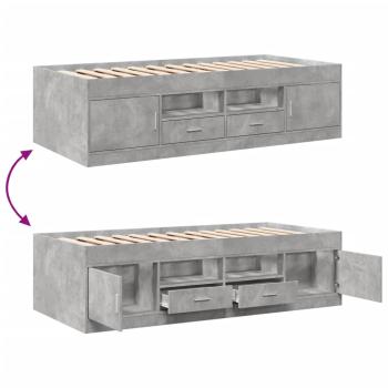 Tagesbett mit Schubladen ohne Matratze Betongrau 90x190 cm