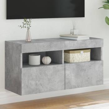 ARDEBO.de - TV-Wandschrank mit LED-Leuchten Betongrau 80x30x40 cm