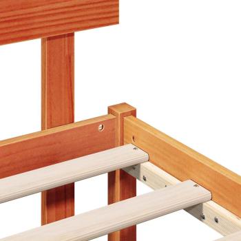 Bettgestell mit Kopfende Wachsbraun 200x200 cm Massivholz Kiefer