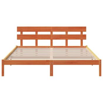 Bettgestell mit Kopfende Wachsbraun 200x200 cm Massivholz Kiefer