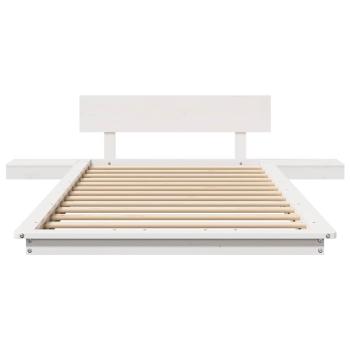 Weißes Bodenbettgestell mit Nachttischen 80x200cm Massivholz