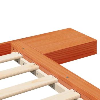 Fußbodenbettgestell mit Nachttischen Gewachst Braun 80x200cm Massivholz