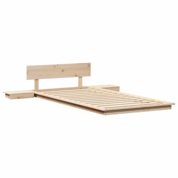 Bodenbettgestell mit Nachttischen 75x190cm Massivholz