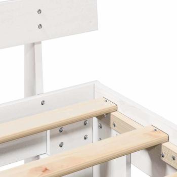 Bettgestell mit Kopfteil Weiß 180x200 cm Massivholz Kiefer