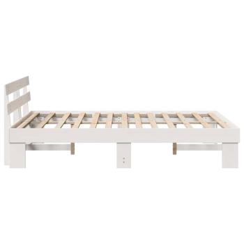 Bettgestell mit Kopfteil Weiß 150x200 cm Massivholz Kiefer