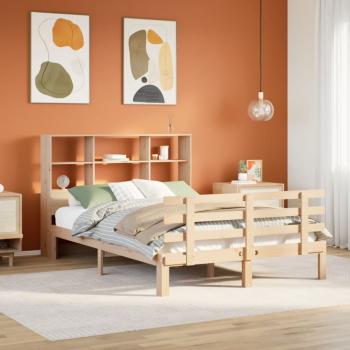 ARDEBO.de - Massivholzbett mit Regal ohne Matratze 120x190 cm Kiefer