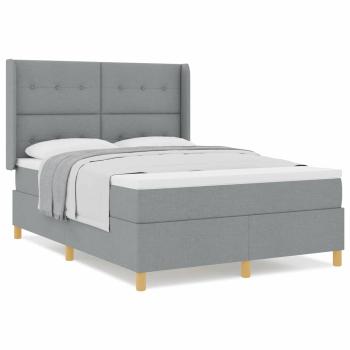 Boxspringbett mit Matratze Hellgrau 140x190 cm Stoff
