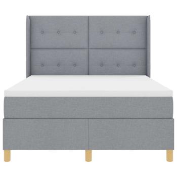 LED Boxspringbett mit Matratze Hellgrau 140x190 cm Stoff