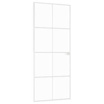 Innentür Weiß 83x201,5 cm Hartglas & Aluminium Schlank