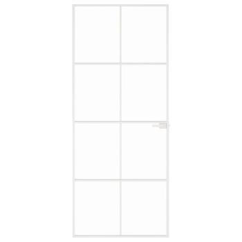 Innentür Weiß 83x201,5 cm Hartglas & Aluminium Schlank