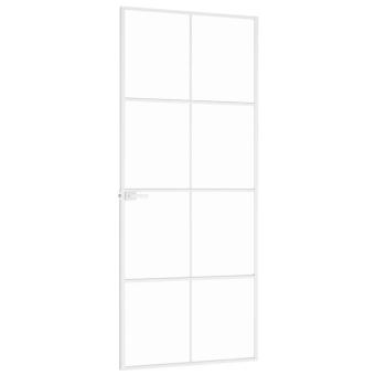 Innentür Weiß 83x201,5 cm Hartglas & Aluminium Schlank