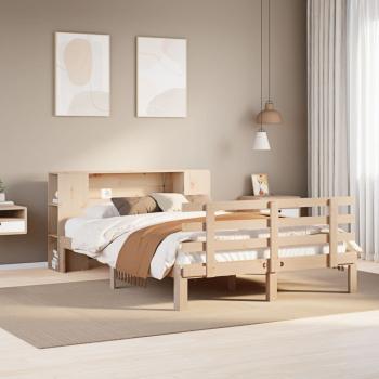ARDEBO.de - Massivholzbett mit Regal ohne Matratze 135x190 cm Kiefer