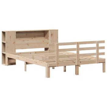 Massivholzbett mit Regal ohne Matratze 135x190 cm Kiefer