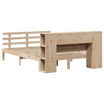 Massivholzbett mit Regal ohne Matratze 135x190 cm Kiefer