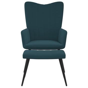 Relaxsessel mit Hocker Blau Samt