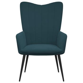 Relaxsessel mit Hocker Blau Samt