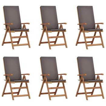 Garten-Liegestühle mit Kissen 6 Stk. Massivholz Teak