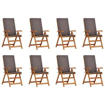 Garten-Liegestühle mit Kissen 8 Stk. Massivholz Teak