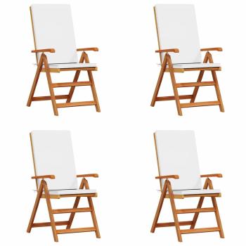 Garten-Liegestühle mit Kissen 4 Stk. Massivholz Teak