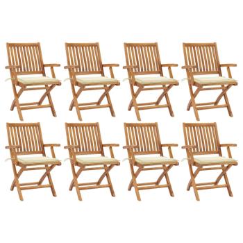ARDEBO.de - Klappbare Gartenstühle mit Kissen 8 Stk. Massivholz Teak