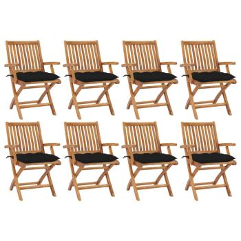 ARDEBO.de - Klappbare Gartenstühle mit Kissen 8 Stk. Massivholz Teak