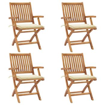ARDEBO.de - Klappbare Gartenstühle mit Kissen 4 Stk. Massivholz Teak