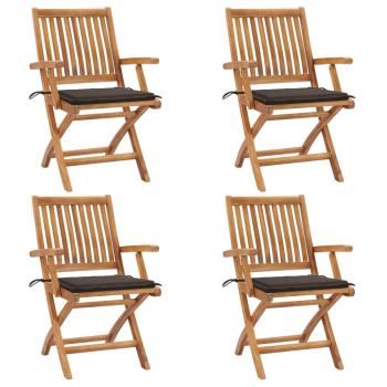 ARDEBO.de - Klappbare Gartenstühle mit Kissen 4 Stk. Massivholz Teak