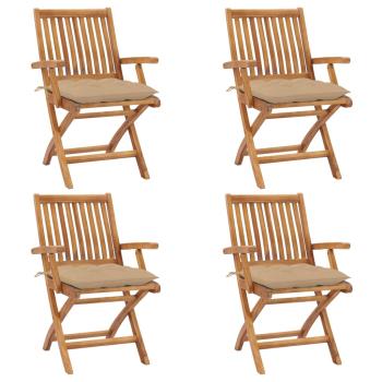ARDEBO.de - Klappbare Gartenstühle mit Kissen 4 Stk. Massivholz Teak