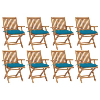 ARDEBO.de - Klappbare Gartenstühle mit Kissen 8 Stk. Massivholz Teak