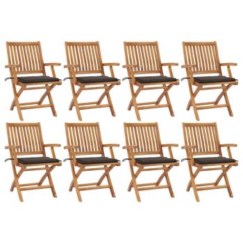 ARDEBO.de - Klappbare Gartenstühle mit Kissen 8 Stk. Massivholz Teak