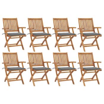 ARDEBO.de - Klappbare Gartenstühle mit Kissen 8 Stk. Massivholz Teak