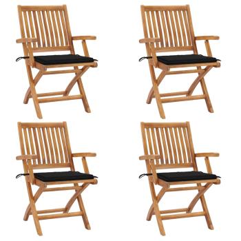 ARDEBO.de - Klappbare Gartenstühle mit Kissen 4 Stk. Massivholz Teak