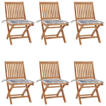 ARDEBO.de - Klappbare Gartenstühle mit Kissen 6 Stk. Massivholz Teak