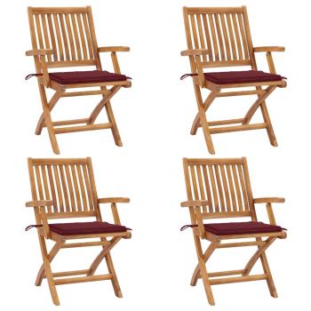 ARDEBO.de - Klappbare Gartenstühle mit Kissen 4 Stk. Massivholz Teak