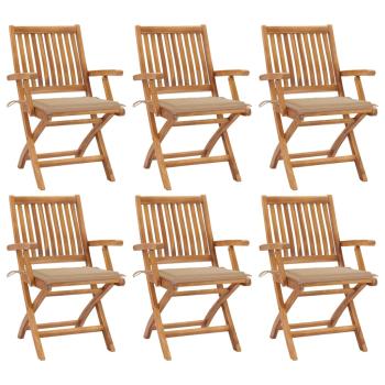 ARDEBO.de - Klappbare Gartenstühle mit Kissen 6 Stk. Massivholz Teak