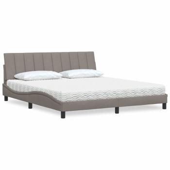 ARDEBO.de - Bett mit Matratze "Hanko" Taupe 180x200 cm Stoff