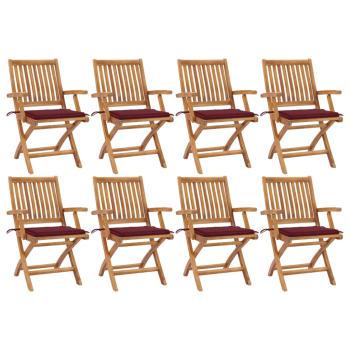 ARDEBO.de - Klappbare Gartenstühle mit Kissen 8 Stk. Massivholz Teak