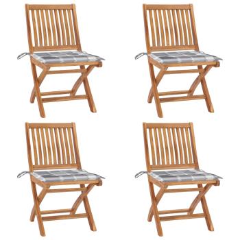 ARDEBO.de - Klappbare Gartenstühle mit Kissen 4 Stk. Massivholz Teak