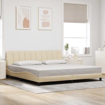 ARDEBO.de - Bettgestell ohne Matratze "Hanko" Creme 200x200 cm Stoff
