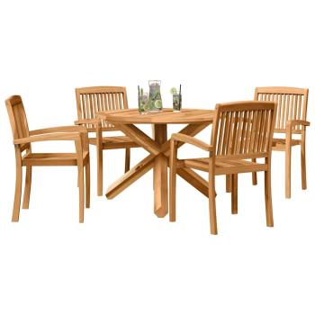 Garten Essgruppe 5 Stk. Natur Massivholz Akazie