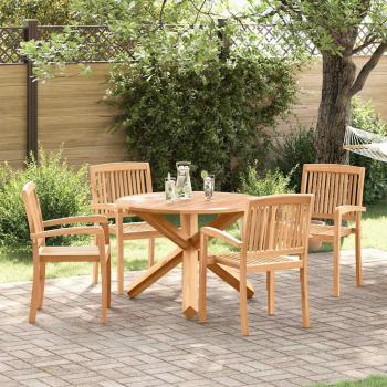 Garten Essgruppe 5 Stk. Natur Massivholz Akazie