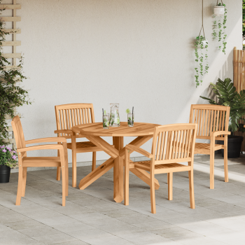 Garten Essgruppe 5 Stk. Natur Massivholz Akazie