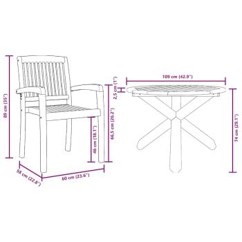 Garten Essgruppe 3 pcs Braun 109 x 109 x 74 cm