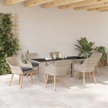 Outdoortisch-Set 7 pcs Hellgrau 190 x 80 x 74 cm