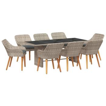 Essgruppe 9 pcs Hellgrau 190 x 80 x 74 cm
