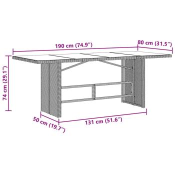 Essgruppe 9 pcs Hellgrau 190 x 80 x 74 cm