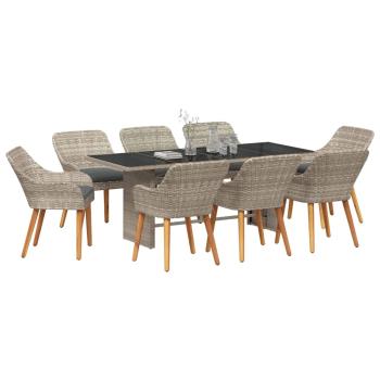 Essgruppe 9 pcs Hellgrau 190 x 80 x 74 cm