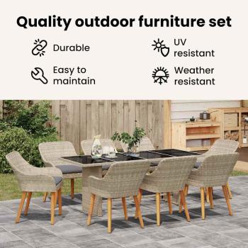 Essgruppe 9 pcs Hellgrau 190 x 80 x 74 cm