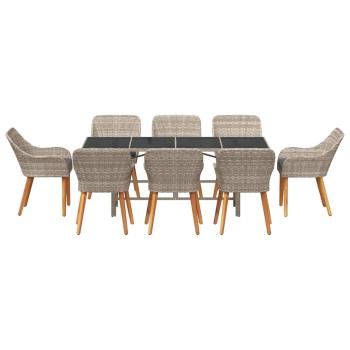 Essgruppe 9 pcs Hellgrau 190 x 80 x 74 cm